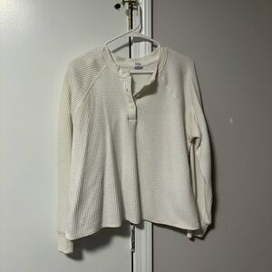 Old Navy Cream Waffle Knit Button Down Shirt